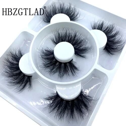 3 Pairs 3D Eyelashes Hand Natural Long Faux Mink Lashes High Quality 25mm Eyelashes Extensions Maquiagem Makeup False Lashe