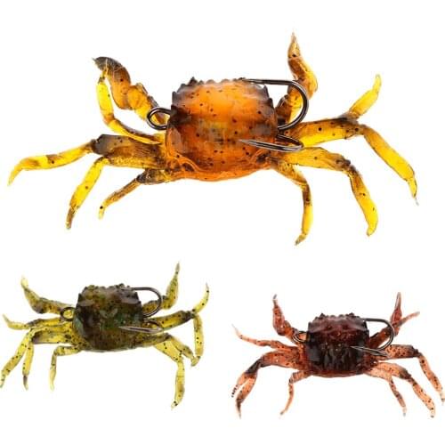 Fishing Lures 3D Soft Lure Crab Simulation Saltwater Tackle Hook Bait Accessories 3 Colors Available