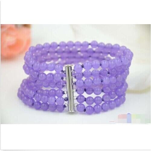 S1760 6row 8" 6mm round lavender stone bead bracelet@^Noble style Natural Fine jewe SHIPPING