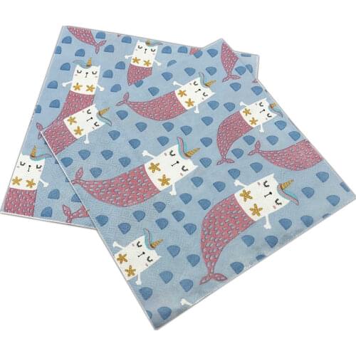 33*33cm 20 Pcs/lot Color Printed Napkin New Style Mermaid Hotel Restaurant Party Paper Towel Meal DIY Birthday Wedding Decor
