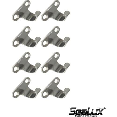 Sealux 8 pcs per set Stainless steel 304 Side Mount Lashing Hooks for cargo net and hammock hanging net for Boat, Yacht and RV