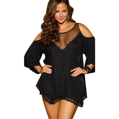 XXXXL XXXL Sexy Lingerie Plus Size See Through Mesh Rose Red Blue Black Satin Night Dress Nightgowns Women Sleepwear Nightwear