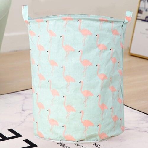 Foldable Laundry Basket Toys Storage Bucket Dirty Clothes Basket Printed Box Linen Fabric Canvas Organizer
