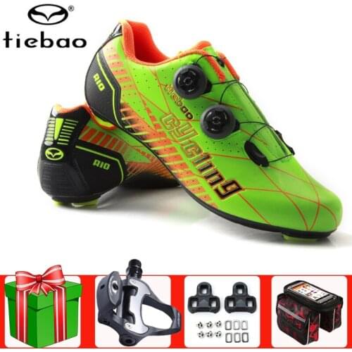 Tiebao Road Cycling Shoes Men Sneakers Carbon Fiber Racing Add Pedal Cleat Set Bike Self-Locking Atop Bicycle Athletic Bicicleta
