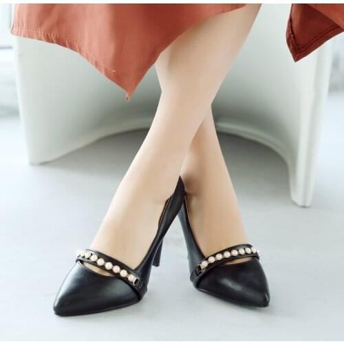 Big Size ladies high heels women shoes woman pumps Fashion 100 sets of shallow water drill slim-heeled single shoes