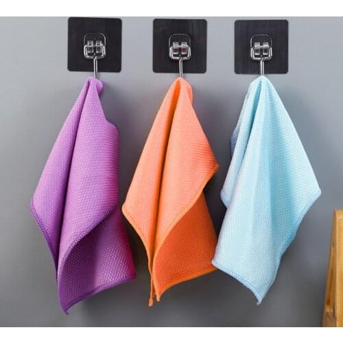 Thickened Absorb Water Dishcloth Glass Cleaning Cloth Lint Free Traceless For Windows Kitchen Mirrors Fish Scale Rag Microfiber