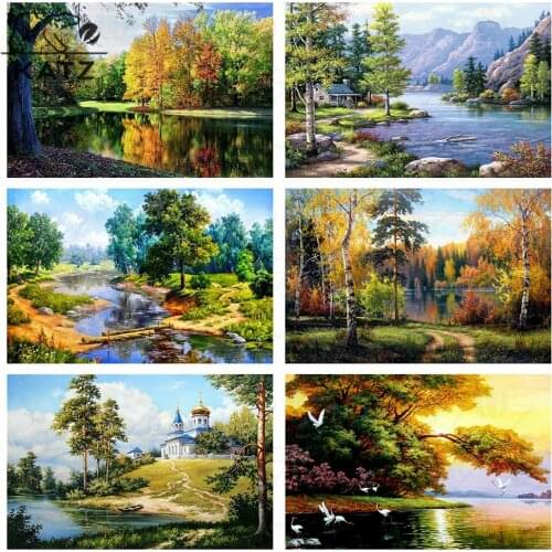 Spring Diamond Painting Forest Landscape Embroidery Crossing Diy Plant Mosaic Aesthetics Art Gift Cross Stitch Home Decoration