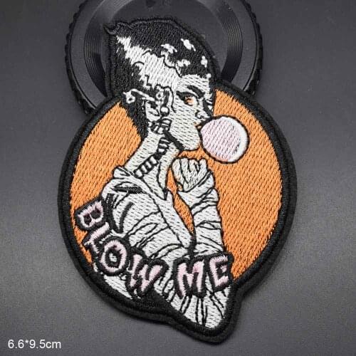 Girl Theme Hand Palm In flowers Bubble Chewing Gum Iron On Embroidered Clothes Patches For Clothing Stickers Garment Wholesale