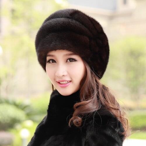 Natural Bonnet Womens Real Pure Mink Fur Winter Hats for Women Warm Gorro Autumn Top Hat Gorros Mujer Invierno MY811