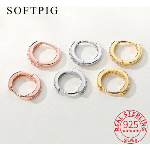 INZATT Real 925 Sterling Silver Zircon Minimalist Round Hoop Earrings For Fashion Women Party Fine Jewelry 2019 Accessories Gift