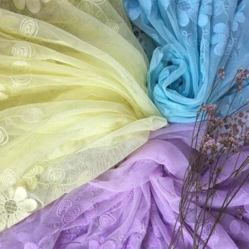 10Meters Polyester Soft Mesh Embroidery Lace Trimmings Dress Accessories Yellow Purple Blue Fabric Sewing Crafts Doll Material