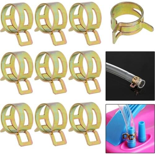 10Pcs 16mm Spring Clip Fuel Line Hose Water Pipe Air Tube Clamps Fastener L22