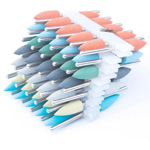 10 pcs 2.35mm Shank Rubber Silicone Polisher Grinding Sharp Head For Teeth Whitening Polishing Remove Stain Tool 7 Colors