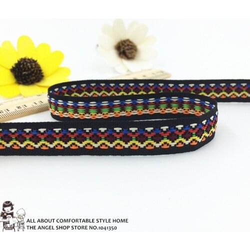 10Yards 14mm 1/2'' Multicolor Geometric Jacquard Ribbon Craft Wedding Party Decroation Woven Ribbon Packaging Materials