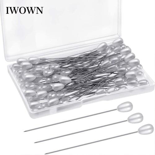 100pcs Teardrop Pearl Head Corsage Pins Wedding Bouquet Pin White Straight Head Pins for DIY Jewelry Sewing Wedding Decorations
