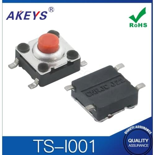 20PCS TS-I001 6*6 Waterproof Dustproof Tact Switch SMD 4 Pin Pressure Switch Red Button