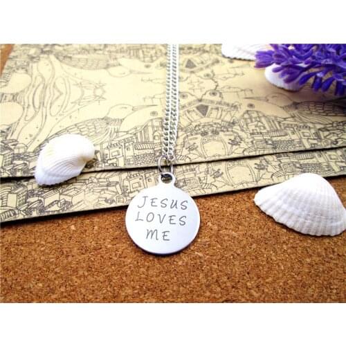 3pcs/lot Fashion stainless steel necklace "jesus loves me" Charms Pendant necklace Jewelry Gift more style for choosing