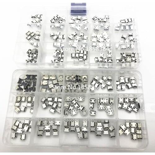 300PCS/BOX 30Models USB Kits in the box Female Micro USB Connector Socket Charging Port