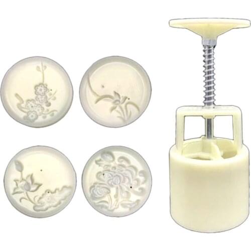50g Moon Cake Mold 4 Plum Orchid Stamps Mooncake Hand Pressure Pastry Mould DIY
