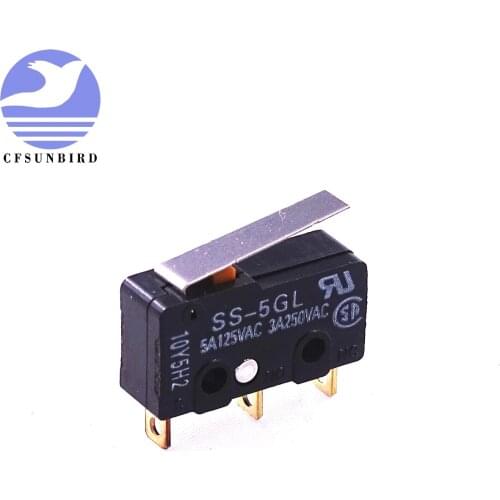 50pcs/lot Ultimaker 3d Printer Limit Switch 5A 1.47N Omron OMRON micro switch SS-5GL Free Shipping