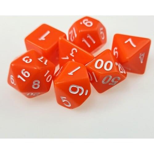7 PC Polyhedral RPG Dice Set Opaque Orange (d4 d6 d8 d10 d% d12 & d20) for DND D&D Roleplaying Games
