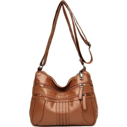 Annmouler Small Women Shoulder Bag Pu Leather Crossbody Bag Soft Handbag Purse Zipper Messenger Bag Fashion Ladies Tote Bags