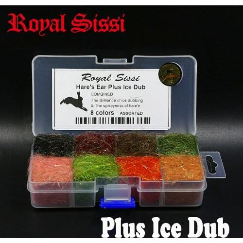 Royal Sissi hares ear dubbing Plus ice dub 8colors Dispenser Czech scud dub fly fishing tying materials spiky laser rabbit hair