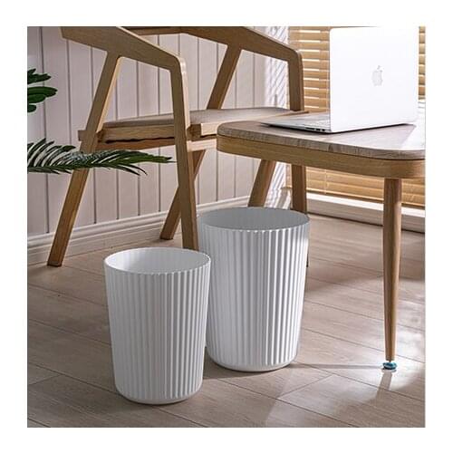 Nordic White Waste Bin Plastic Living Room Modern Simple Round Office Trash Can Bedroom Rangement Cuisine Household Products 50