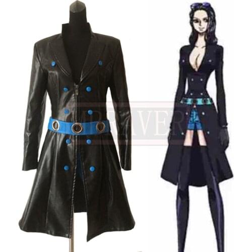 One Piece Movie Gold Nico Robin Black Leather Uniform Cosplay Costume Halloween Party Custom Made Any Size