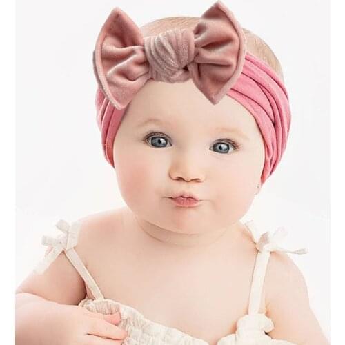 Baby Knot Headband For Girls Kids Newborn Baby Solid Bow Headband Stretch Hairband Accessories Headwear Pink Red White