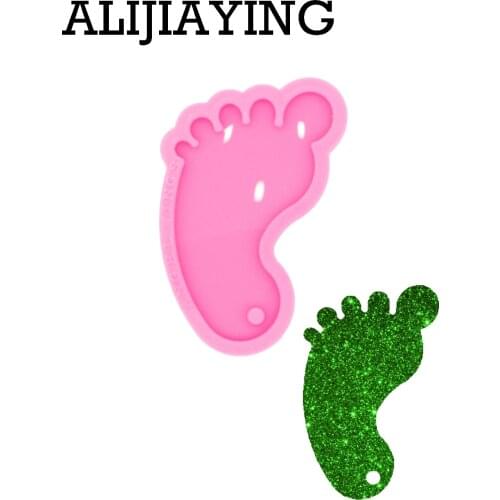 DY0461 Glossy Foot Keychain Mould Silicone Resin Pendant Mold for Epoxy Jewelry Making DIY Crafts Necklace