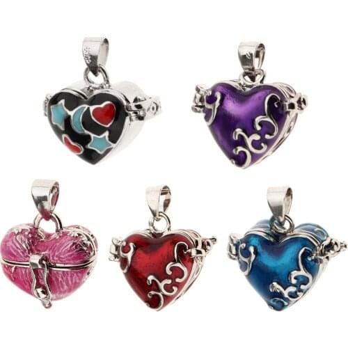 Enamel Love Heart Urn Ash Keepsake Memorial Mini Cremation Wish Pendant fit Necklace Pendant