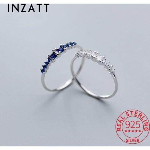 INZATT Real 925 Sterling Silver White Blue Zircon Ring For Fashion Women Party Punk Fine Jewelry Minimalist Accessories