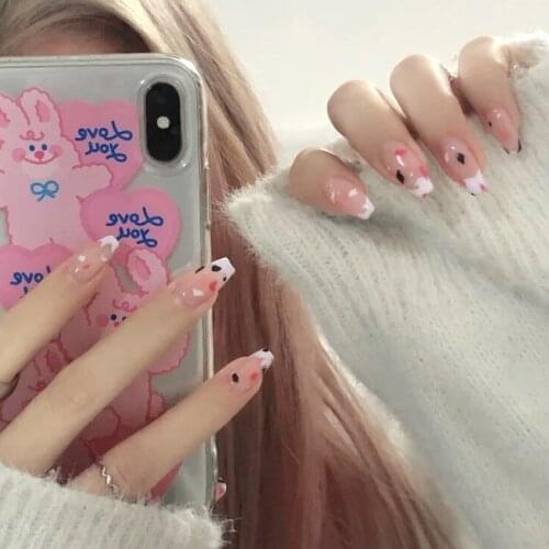 Fake Nails Art Nail Tips Press on False with Designs Set Full Cover Artificial Short Packaging Kiss Display Clear Tipsy Stick