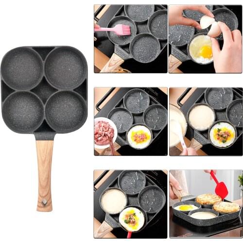 Omelet Saucepan Multifunctional Frying Pan With Four Hole Non Stick For Breakfast Maker Steak Egg Pancake Pan Cookware