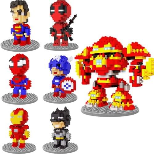 New Disney series of Avengers, Spider-Man and Iron Man classic cartoon model small building block puzzle set childrens toy gift