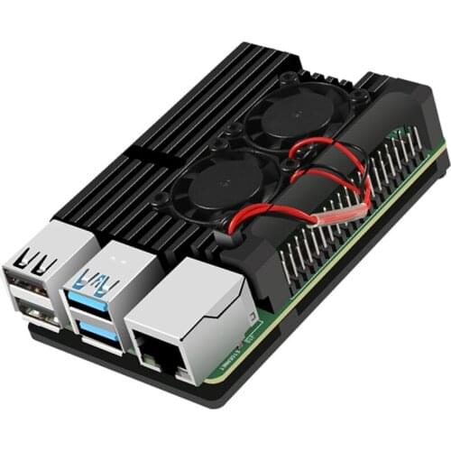 Raspberry Pi 4 Aluminum Metal Case Raspberry Pi 3 Aluminum Case Box with Dual Fan Heat Sink for Raspberry Pi 4 3 Model B 3B Plus