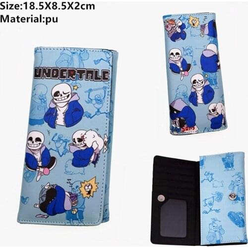 Game Undertale Sans PU Wallet Button Card Holders Layers Women Purse Leather Boys Girls Cosplay Coin Cartoon Moneybag Cute
