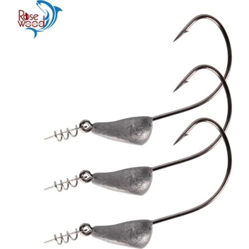 RoseWood Winter Fishing Hook 3.5g 5g 7g 10g 15g 21g Jig Hooks For Soft Fishing Lure Carbon Steel Jigheads Tackle