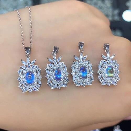 Moonstone Pendant in 925 Sterling Silver Engagement Wedding Jewelry/blue moonstone pendant/925 silver moonstone necklace