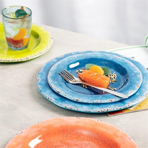 Miamine Material New Feature Plate Dinner Dessert Cake Dish Multi - Color Style