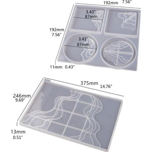 Irregular Terrace Coaster Tray Resin Casting Silicone Molds Kit Resin Art Tools F3MD
