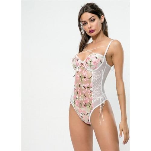 New Fashion Lace Mesh transparent bodysuits sexy lady bodysuit women clothes Solid strap female jumpsuit ropa mujer body mujer