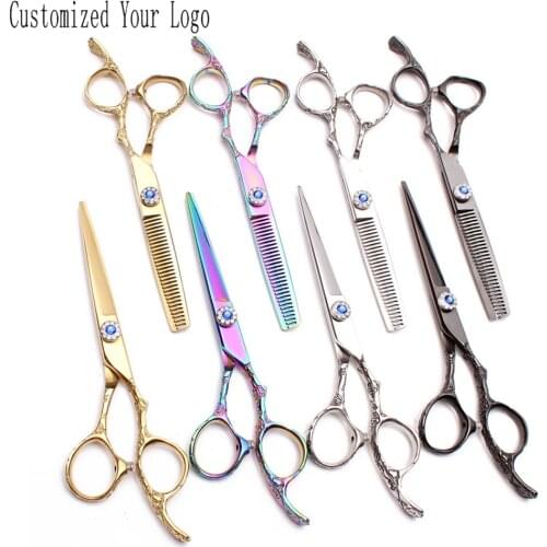 5.5" 6" JP 440C Customized Brand Grooming Scissors Cutting Scissors Thinninng Shears Pets Shears Animal Shears Plum Handle C9002