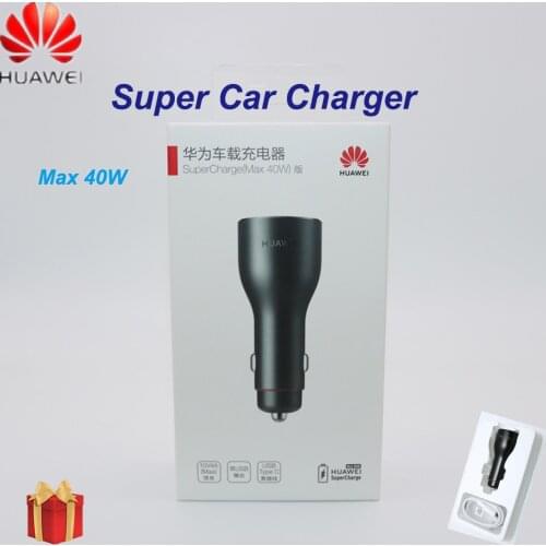 Original HUAWEI CP37 Supercharge Car Charger 2 Max 40W 10V 4A Black Double USB 5A Type C Cable for Mate 30 20 Pro Mate20 RS Nova
