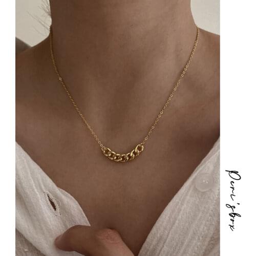 PerisBox Gold Silver Color Thick Cuban Chain Necklaces Curb Link Necklaces for Women Small Charm Minimalist Necklace 2020 Hot