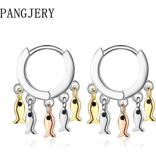 PANGJERY Prevent Allergy 925 Sterling Silver Earrings for Women Fashion Funny Exquisite Cute Small Fish Party Fine Jewelry Gifts