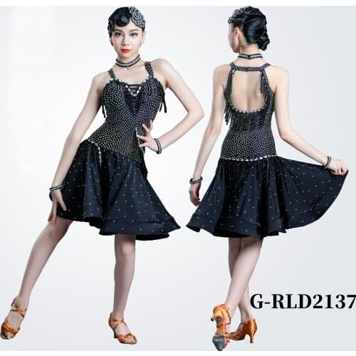 ChildrenS Latin Dance Competition Dress Female Adult New Summer Belt Diamonds High-End Latin Dance Performance Dress DN8703