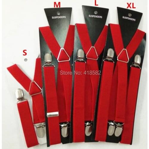 BD002-red baby suspender 4 clips -on 4 sizes for boys and girls men women X-back suspenders Elastic brace free ship