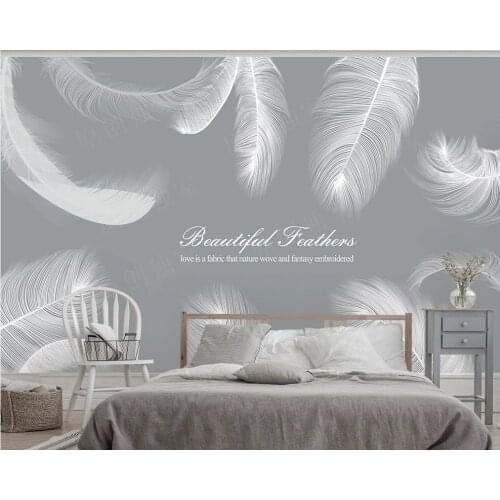 Custom wallpaper modern Nordic feather background wall-waterproof material